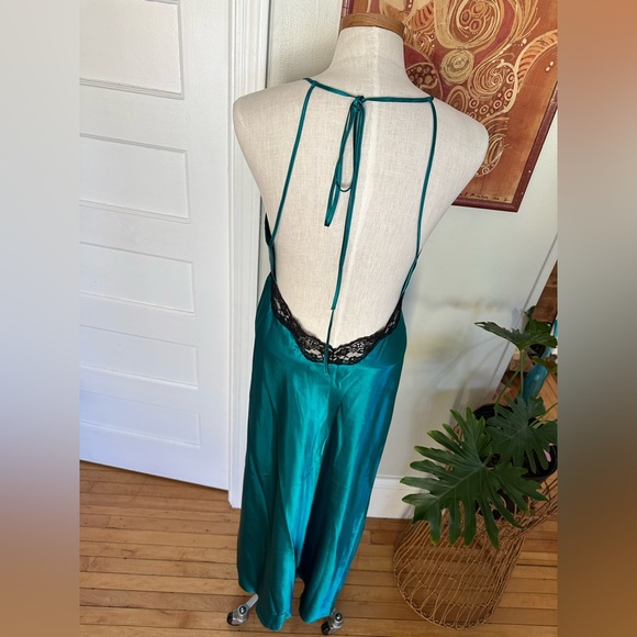 Emerald Green Open Back Slip Dress - Picture 3 of 6